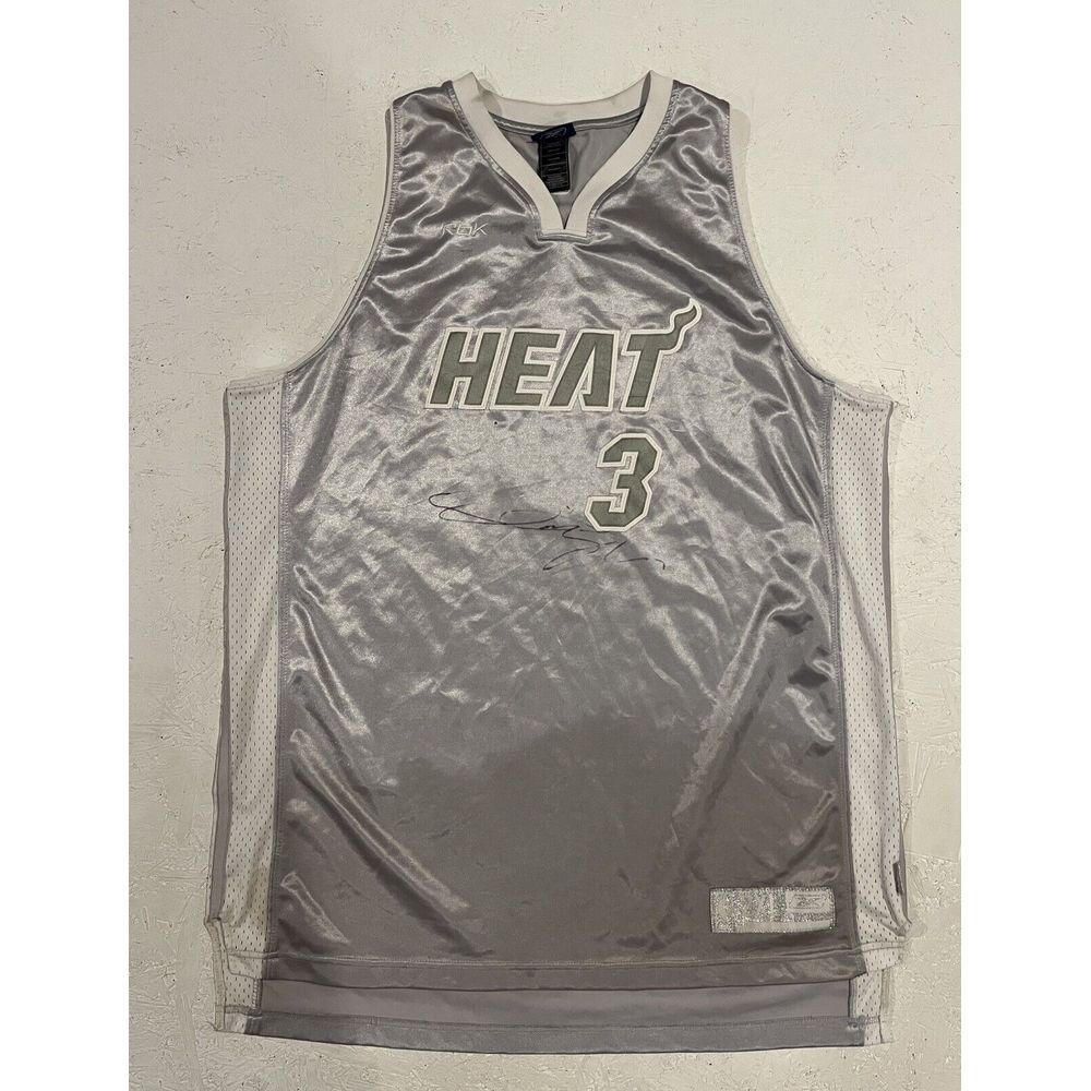 Vintage Reebok Miami Heat Dwayne‎ Wade Jersey Silver Mens Size 2XL Basketball